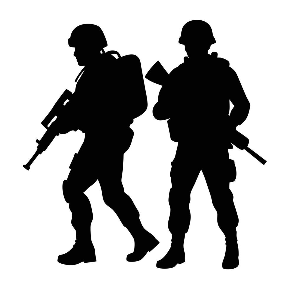 Powerful Silhouette of Soldiers Symbolizing Strength vector