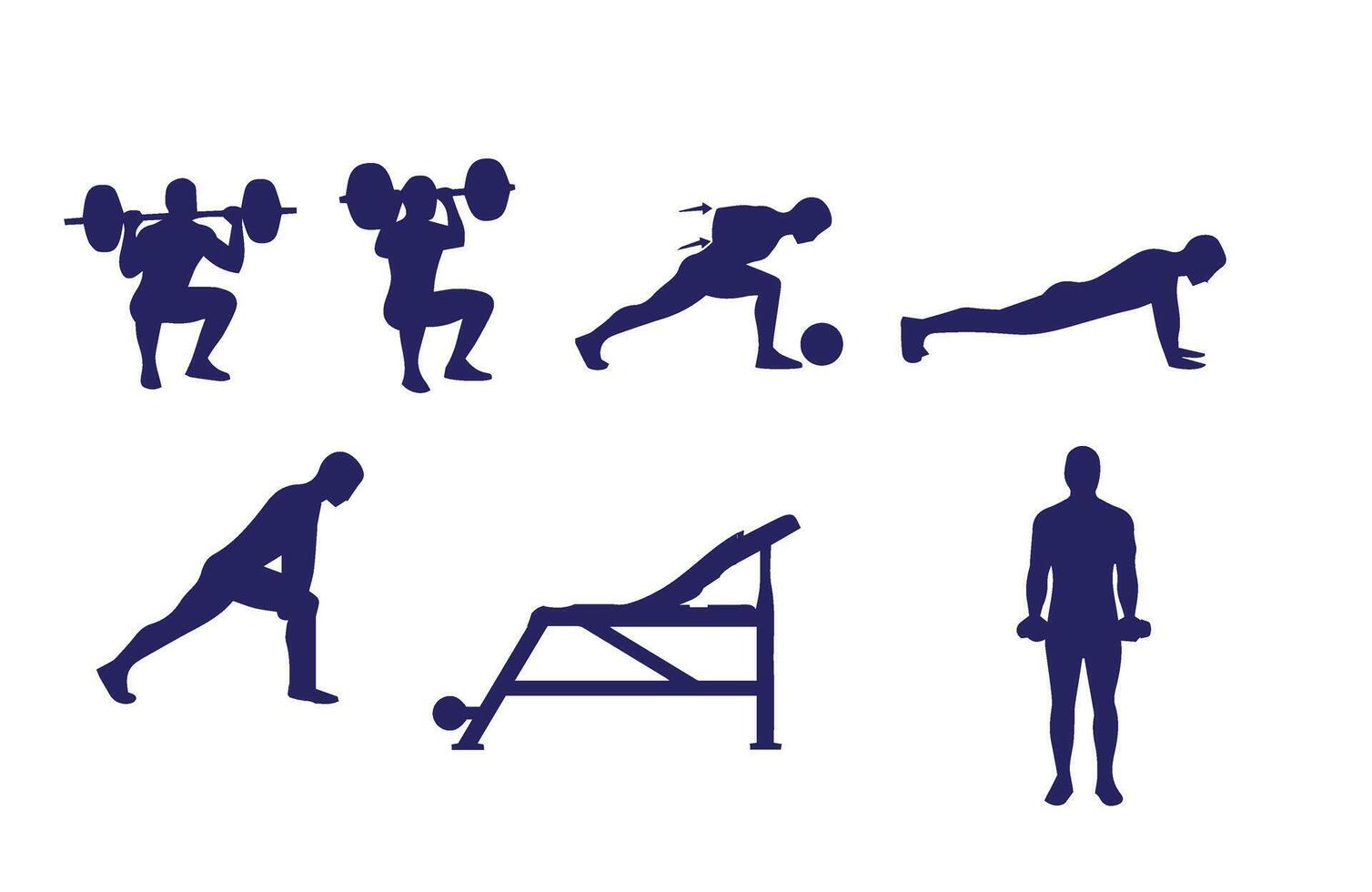 Gym training collection bodybuilding workout set vector