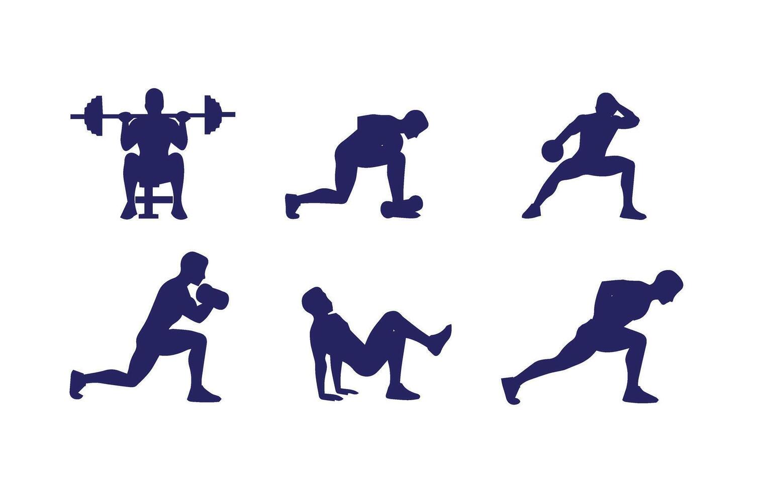 Athletic fitness training workout gym collection vector
