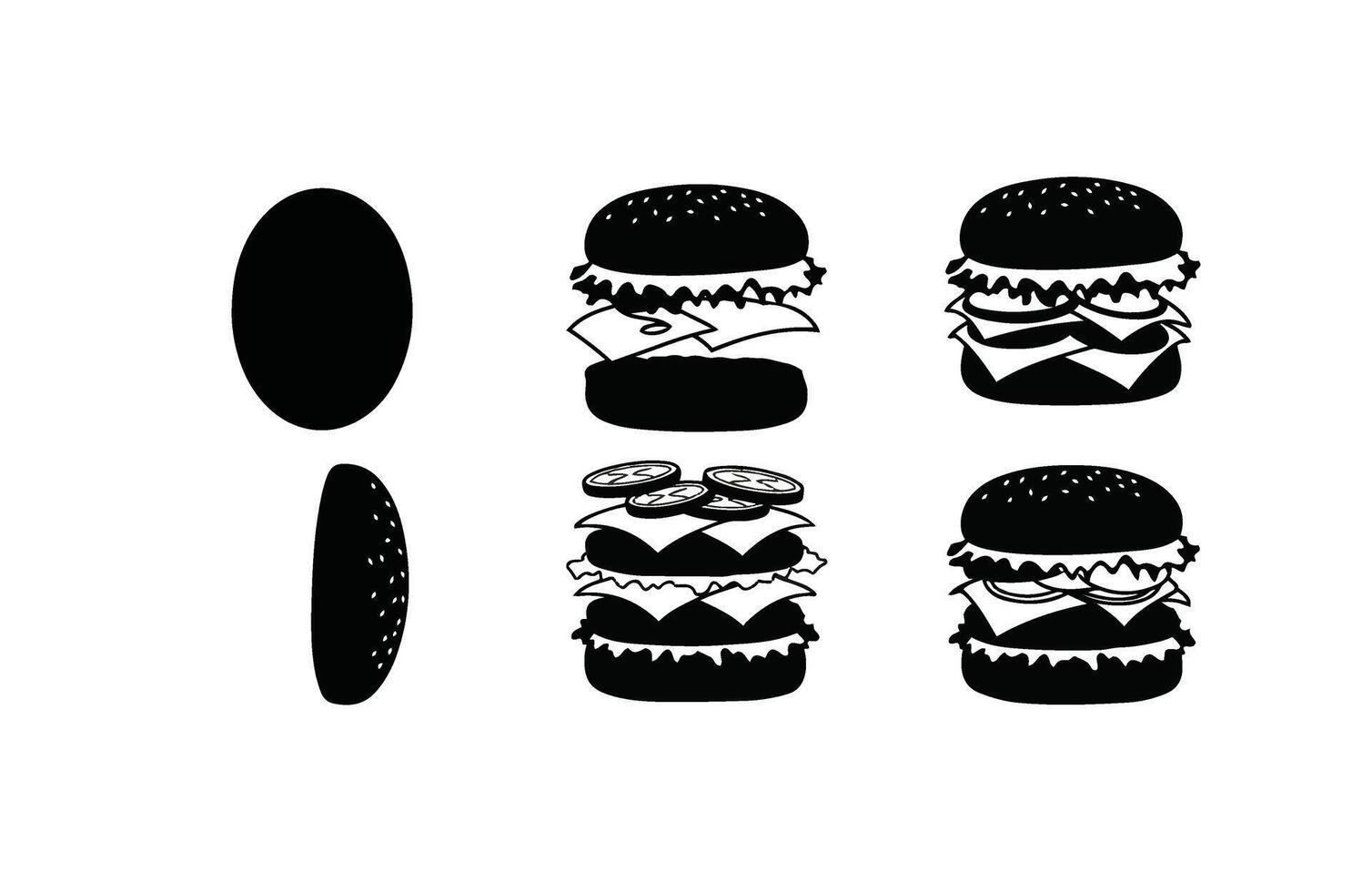 Melting Cheese Yummy Burger Set With Crispy Buns vector