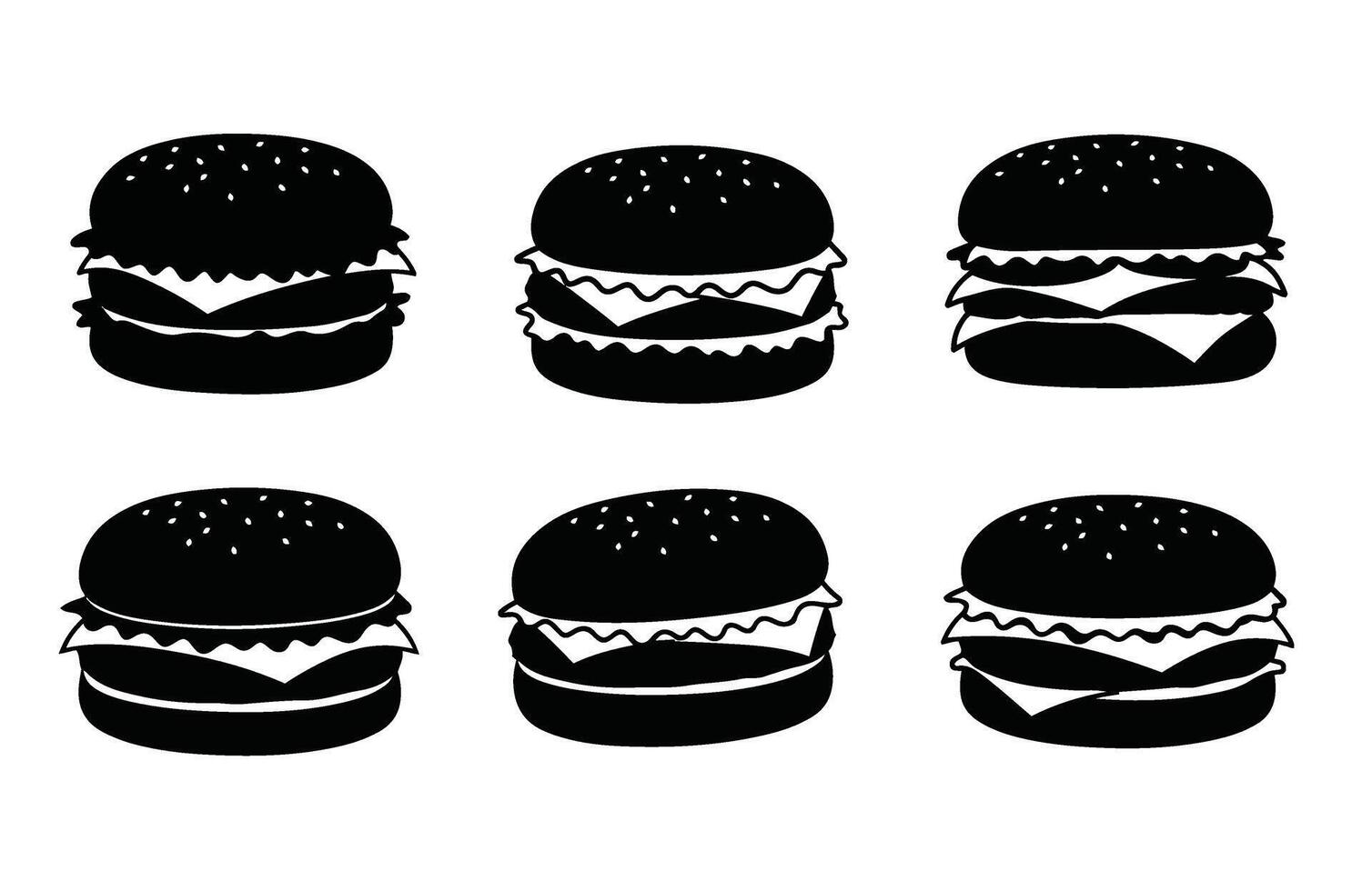 Gourmet Fast Food Burger Set With Crispy Buns vector