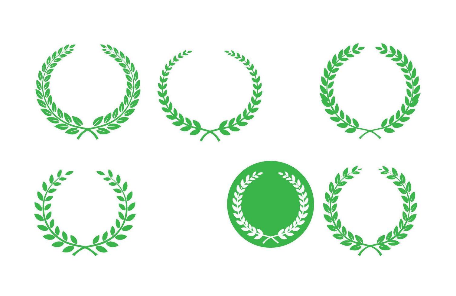 Elegant Olive Laurel Wreath Award Honor Artistic Set vector