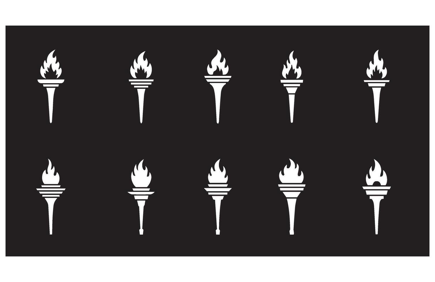 Olympic Torchlight Icons Glowing Torch Set vector