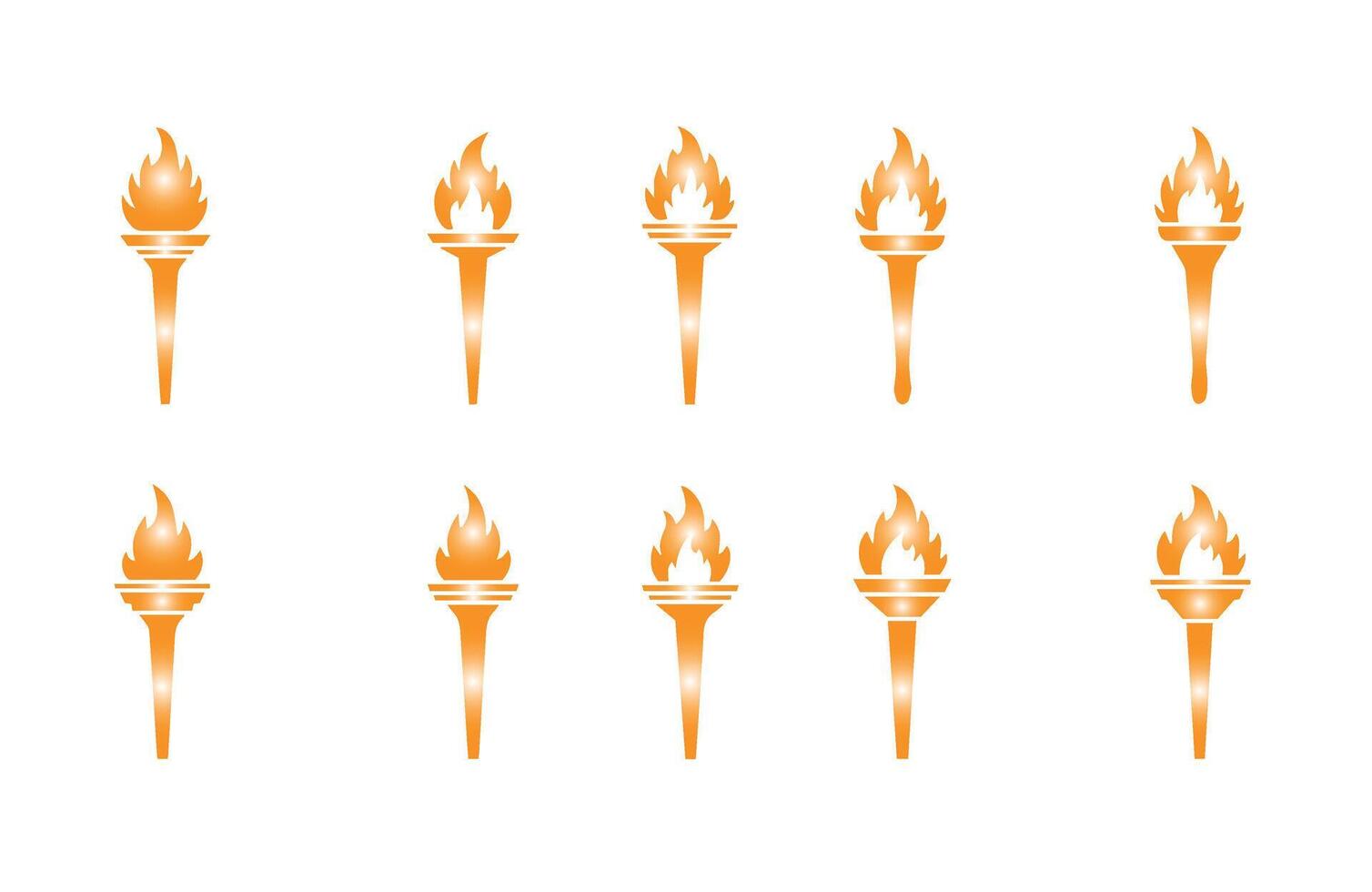 Glowing Flaming Torch Icons Olympic Torch Set vector