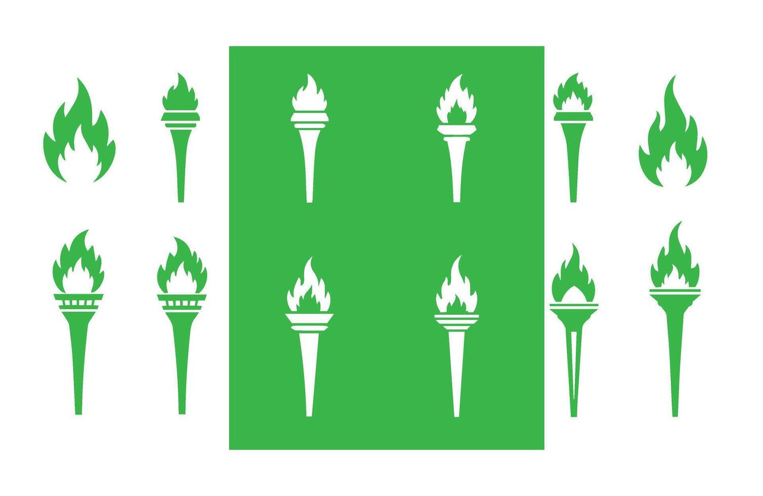 Classic Flaming Torch Icons Olympic Torchlight vector