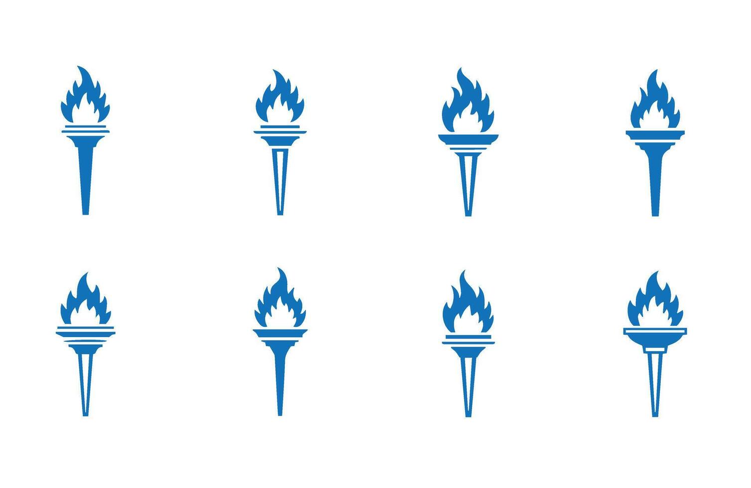 Flaming Olympic Torchlight Icons Classic Set vector
