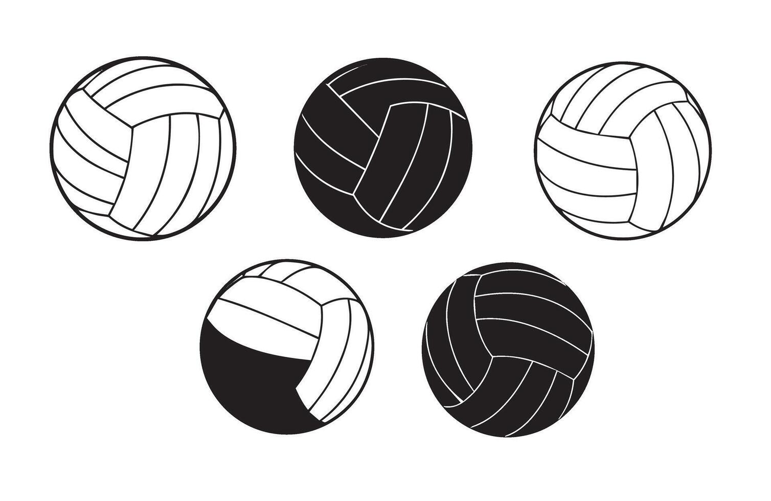 Modern Themed Volleyball Sports Icons Set for Use vector