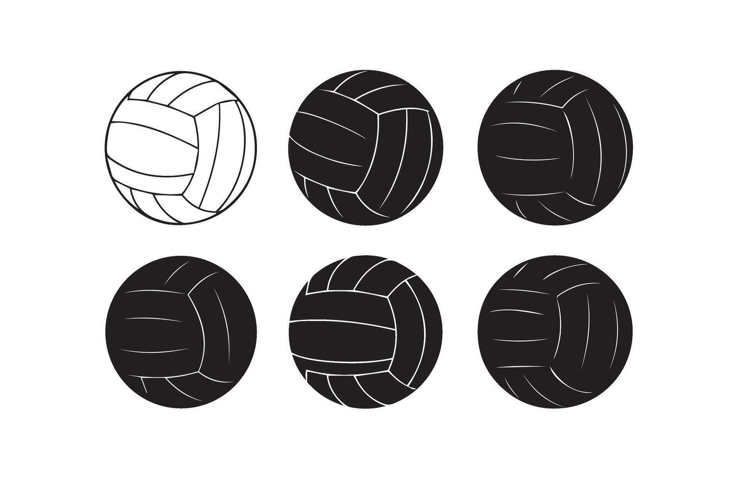 Stylish Volleyball Sports Icons Set with Classic Patterns vector