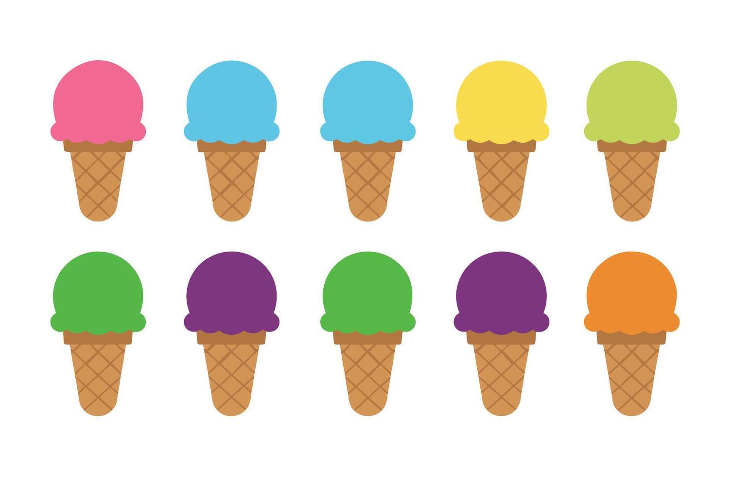 Tasty Colorful Ice Cream Icons Chocolate Set Design vector