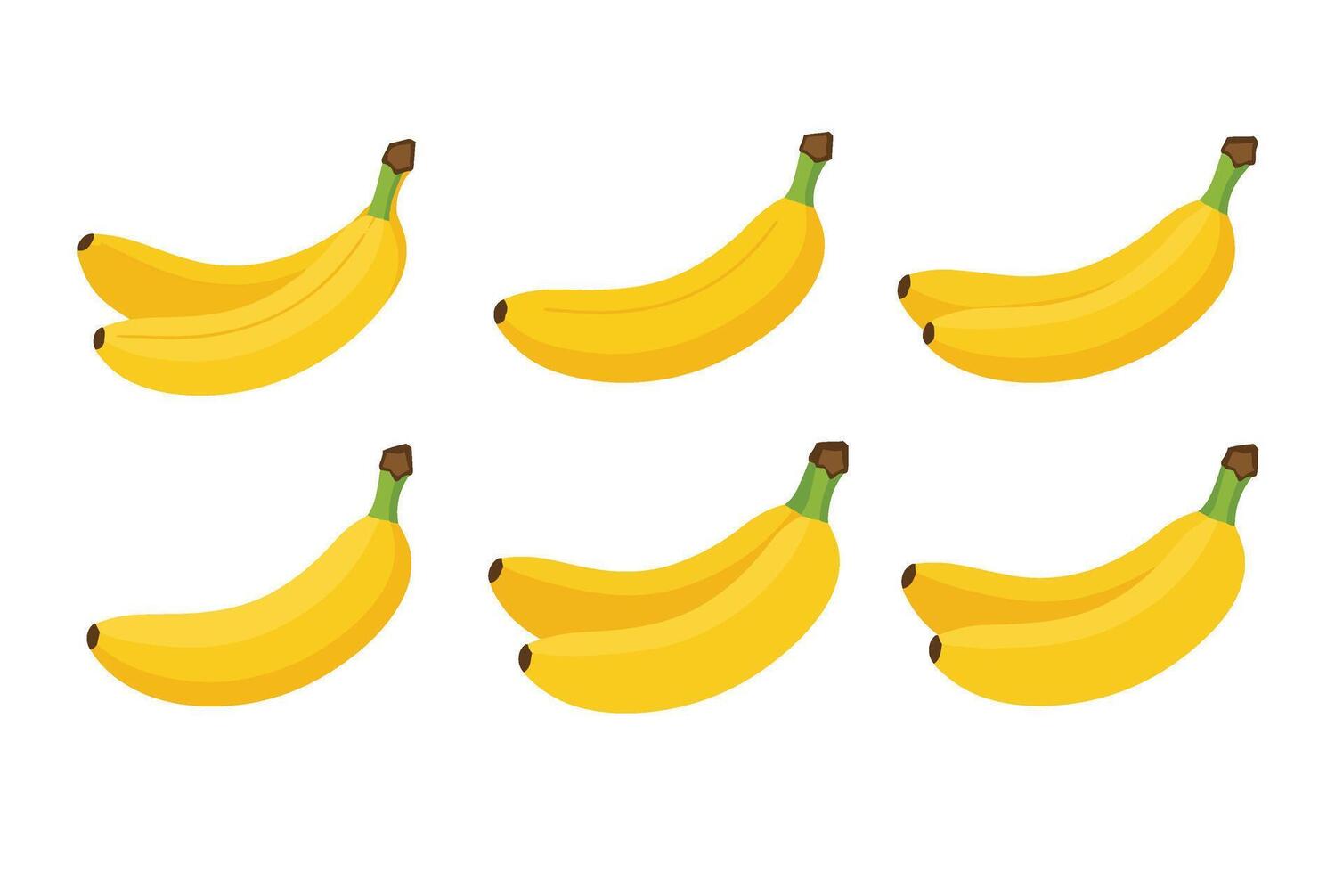 Green to brown banana ripeness yellow healthy set art vector