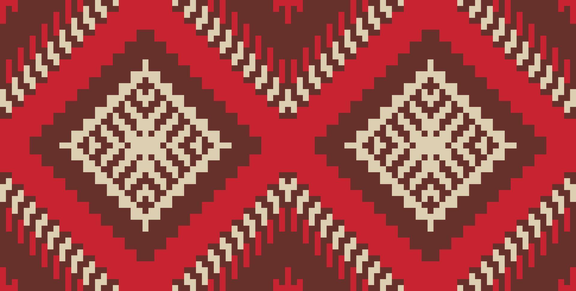 Geometry Ikat Pattern Drawingfolk Embroidery, Aztec Geometric Ornament Print. Design for Carpet, Wallpaper, Clothing, Wrapping, Fabric vector