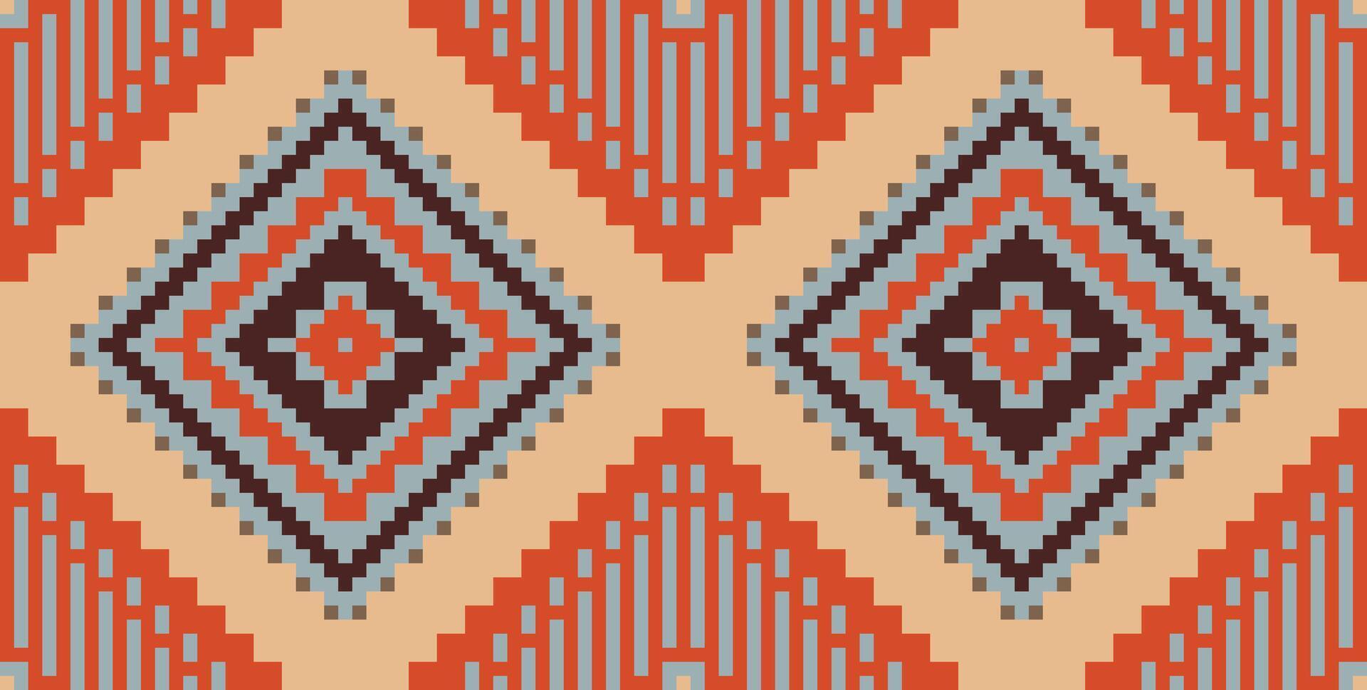 Aztec Abstract Geometric Pattern With Stripes Linesfolk Embroidery, Aztec Geometric Ornament Print. Design for Carpet, Wallpaper, Clothing, Wrapping, Fabric vector