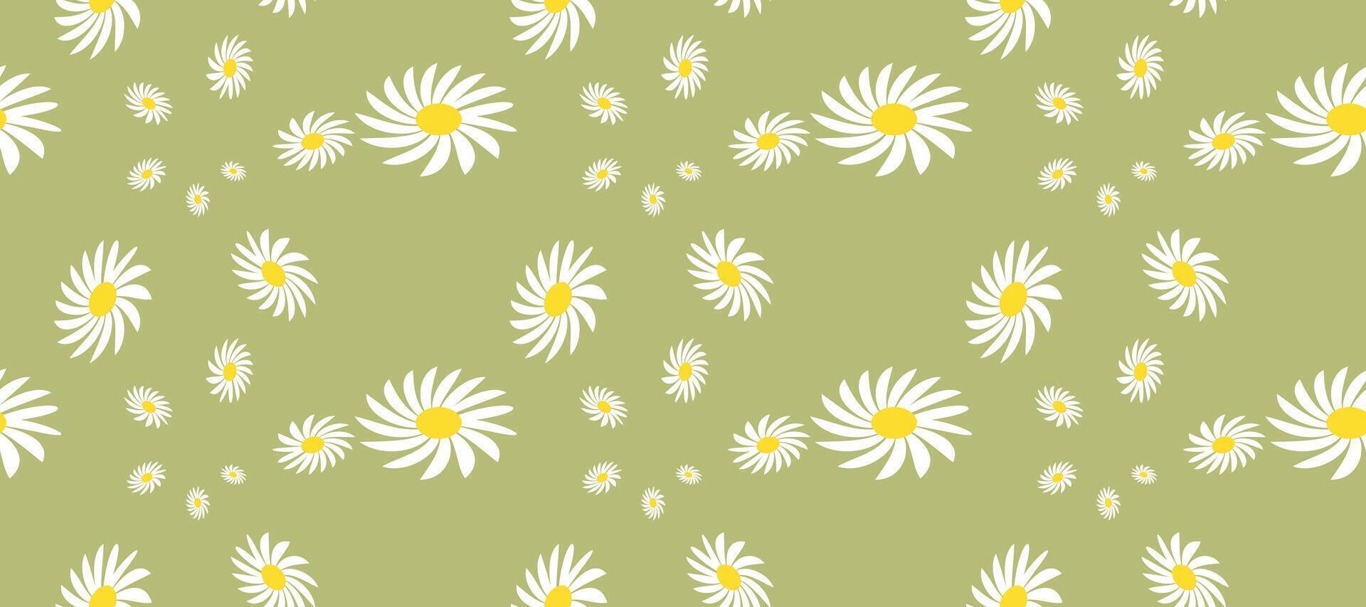 Vintage Daisy Pattern Images. Bloom Seamless Pattern Background Granny Style. Patchwork Flowers. vector