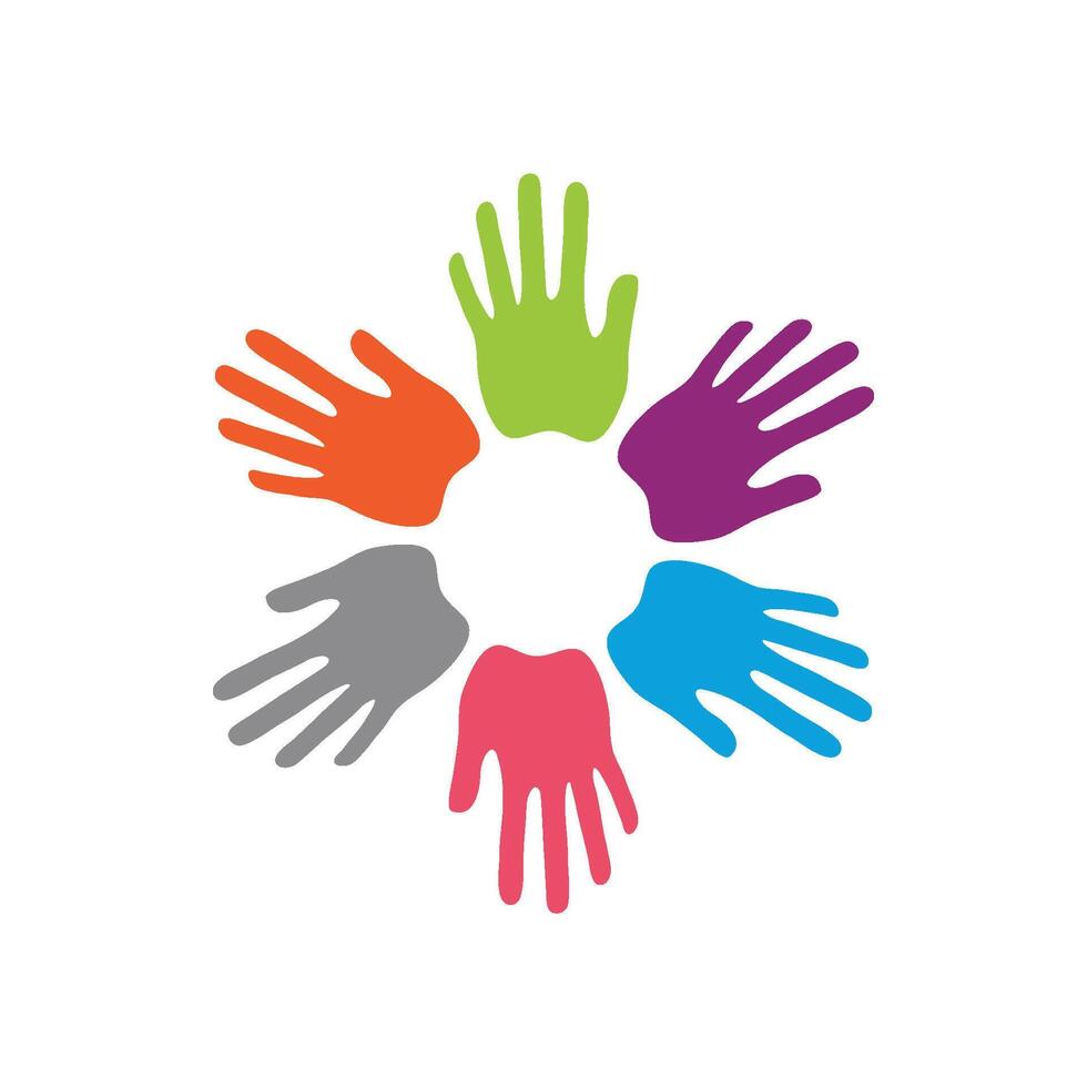 Colorful Hands Unity Logo Template Illustration Design. EPS 10. vector