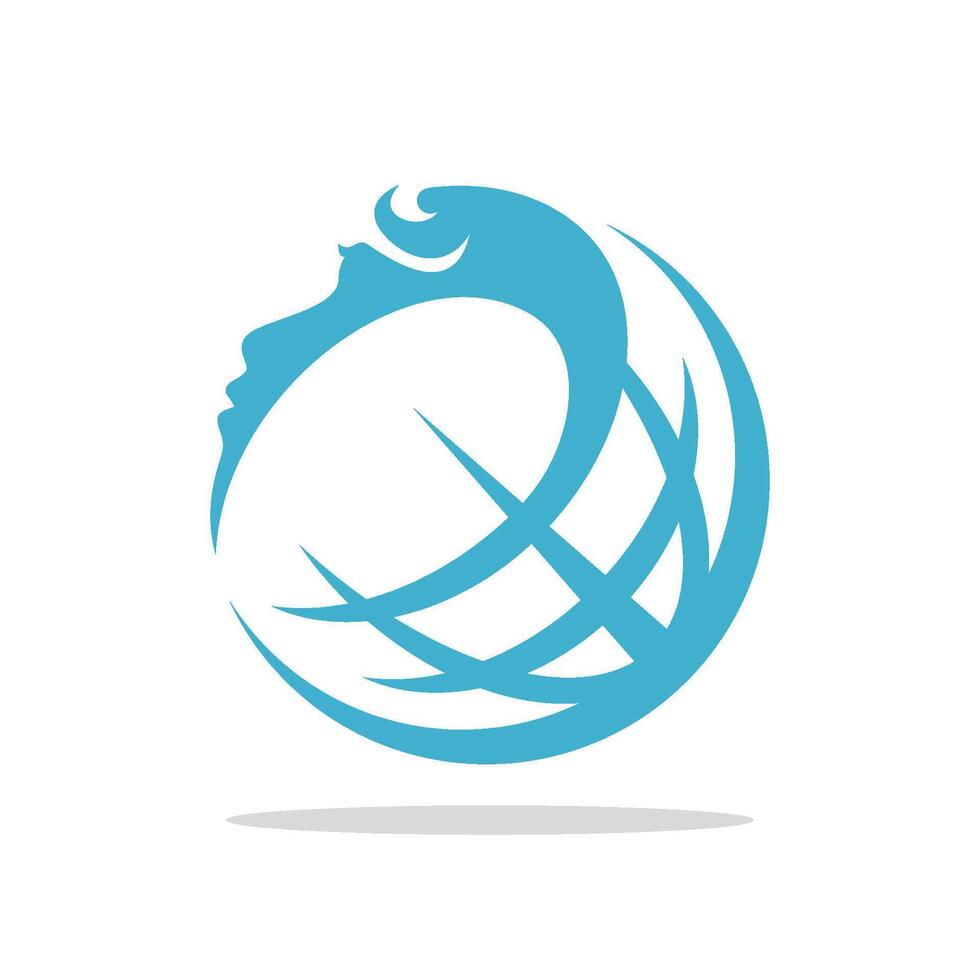 Blue Globe and Children's Face Illustration Logo Template Illustration Design. EPS 10. vector