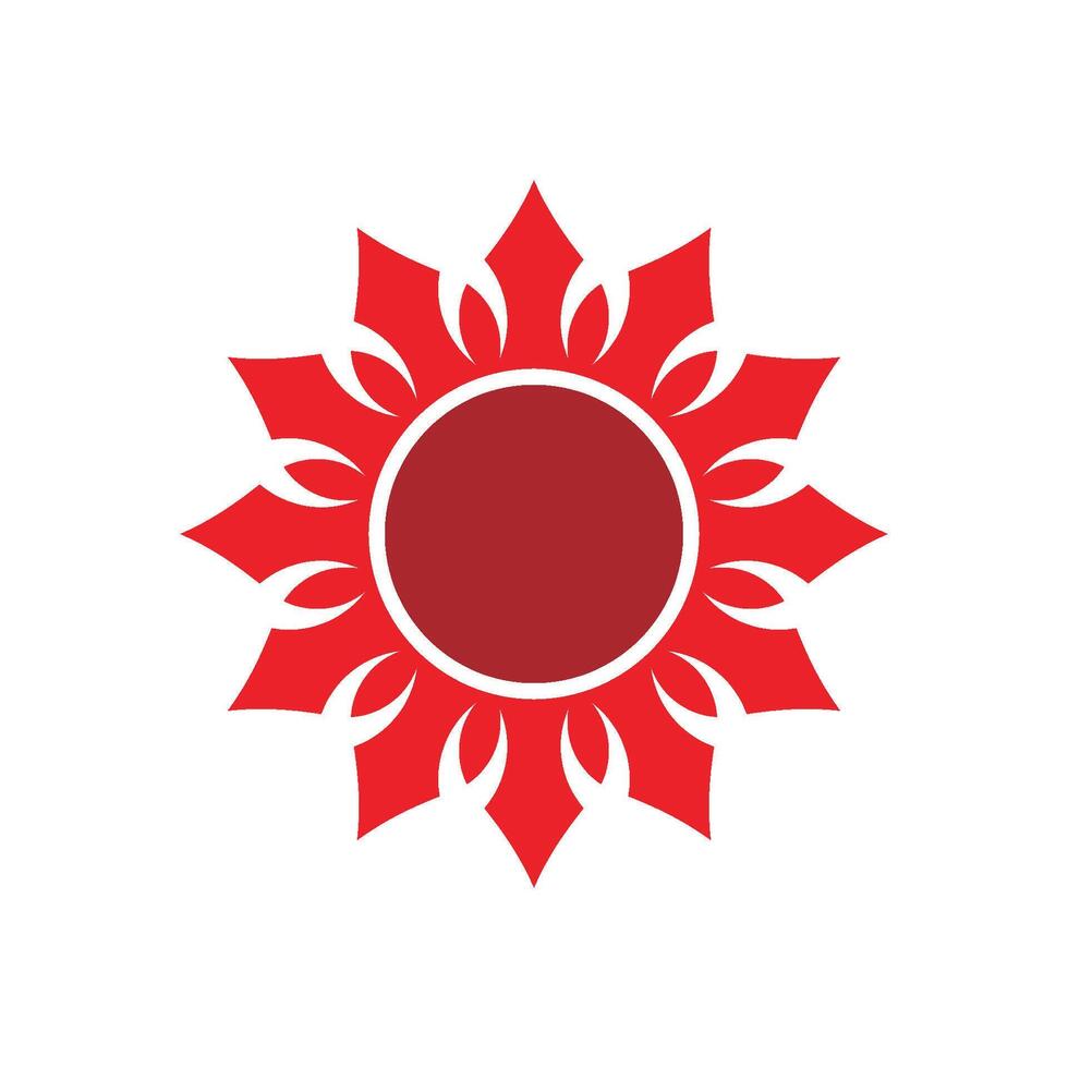 Red Sun Flower Ornament Logo Template Illustration Design. EPS 10. vector