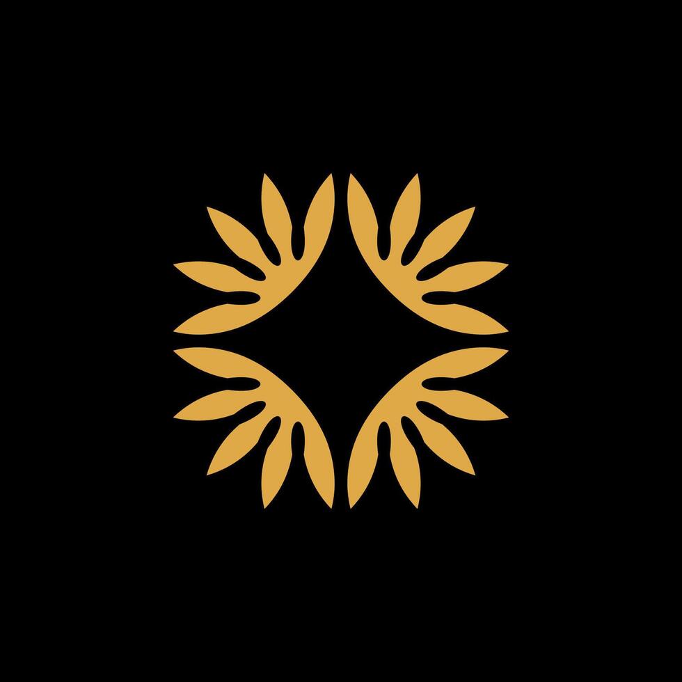 Ornamental Gold Flower Black Background Logo Template Illustration Design. EPS 10. vector