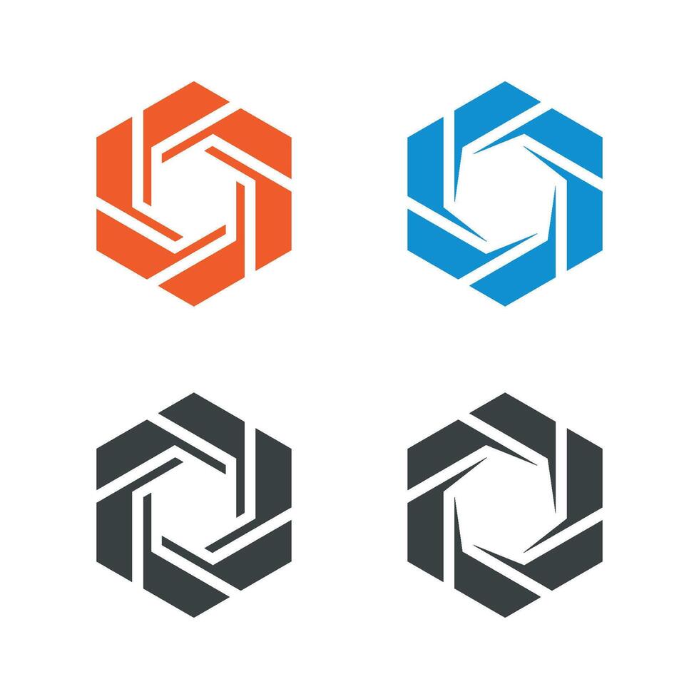 Colorful Hexagonal Lens Diaphragm Logo Template Illustration Design. EPS 10. vector