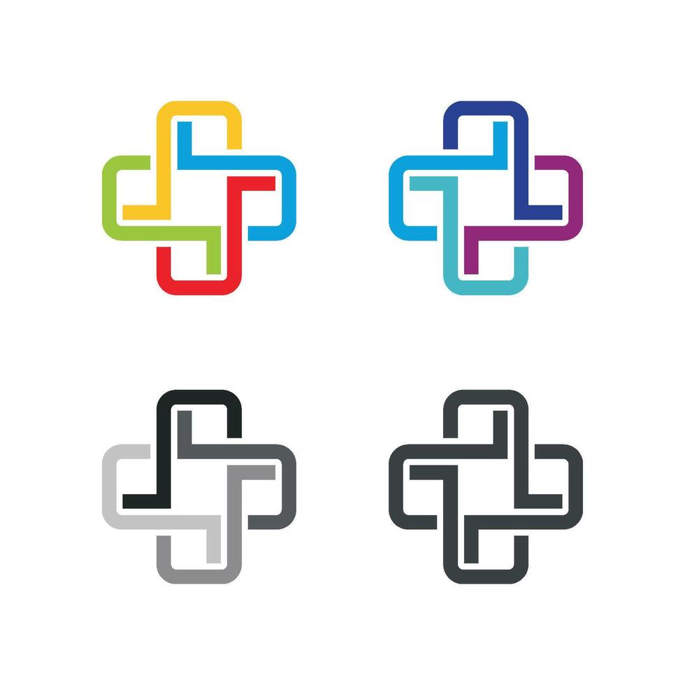 set Colorful Cross Health care Logo Template Illustration Design. EPS 10. vector