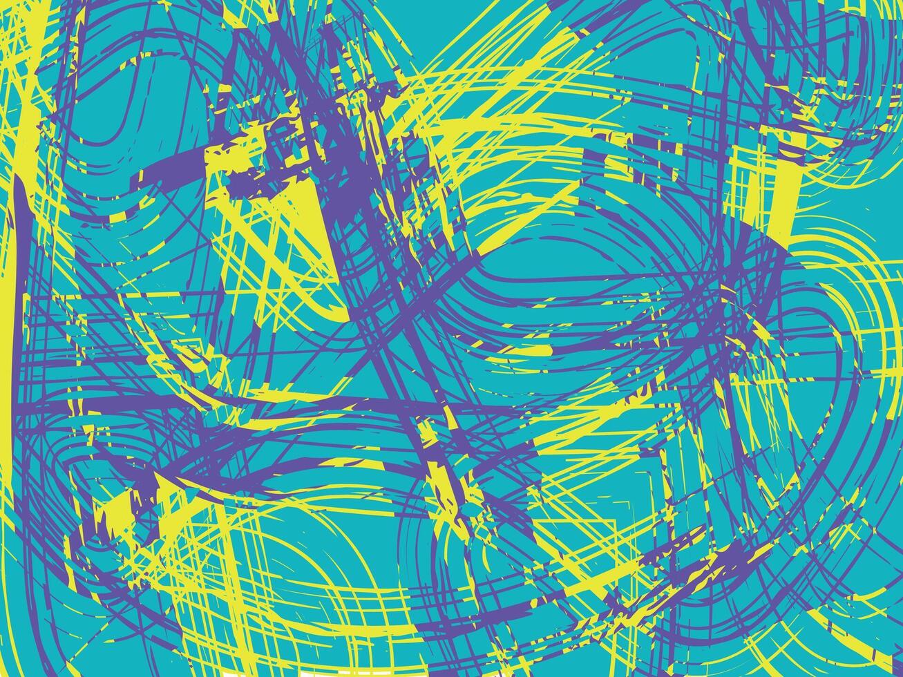 Abstract blue and yellow lines on a turquoise background vector