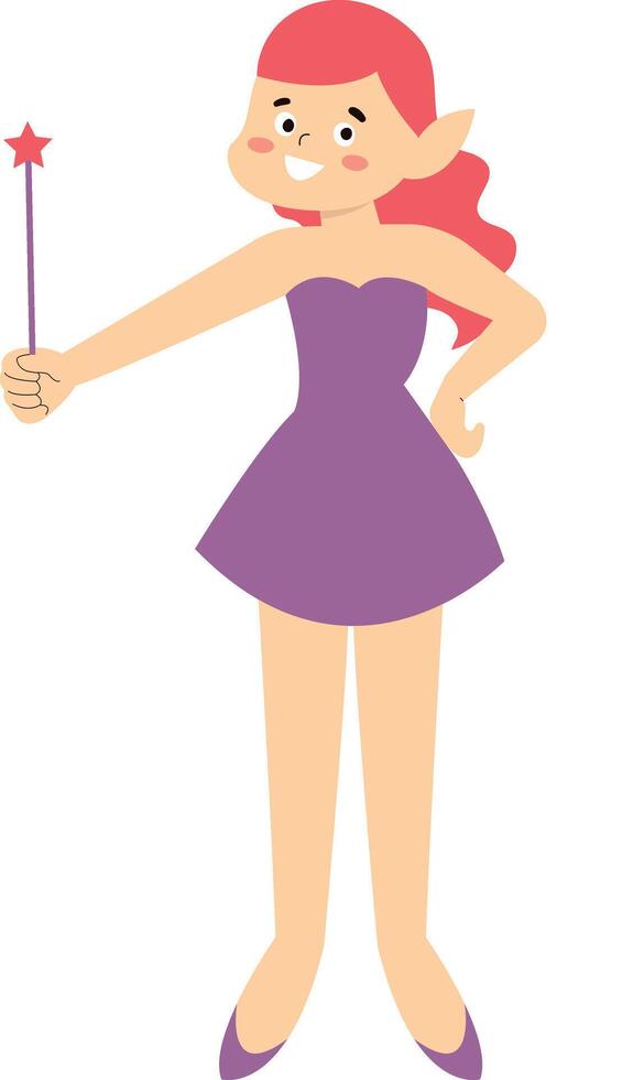 Little Girl Fairy Isolated on White Background. vector