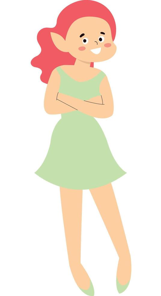 Little Girl Fairy in Flat Design. vector