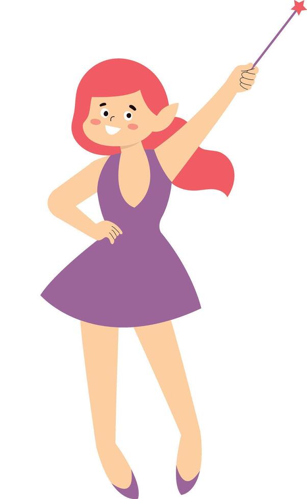 Little Girl Fairy on White Background vector