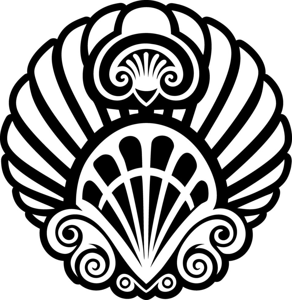 Shell carving tattoo icon in filled style vector