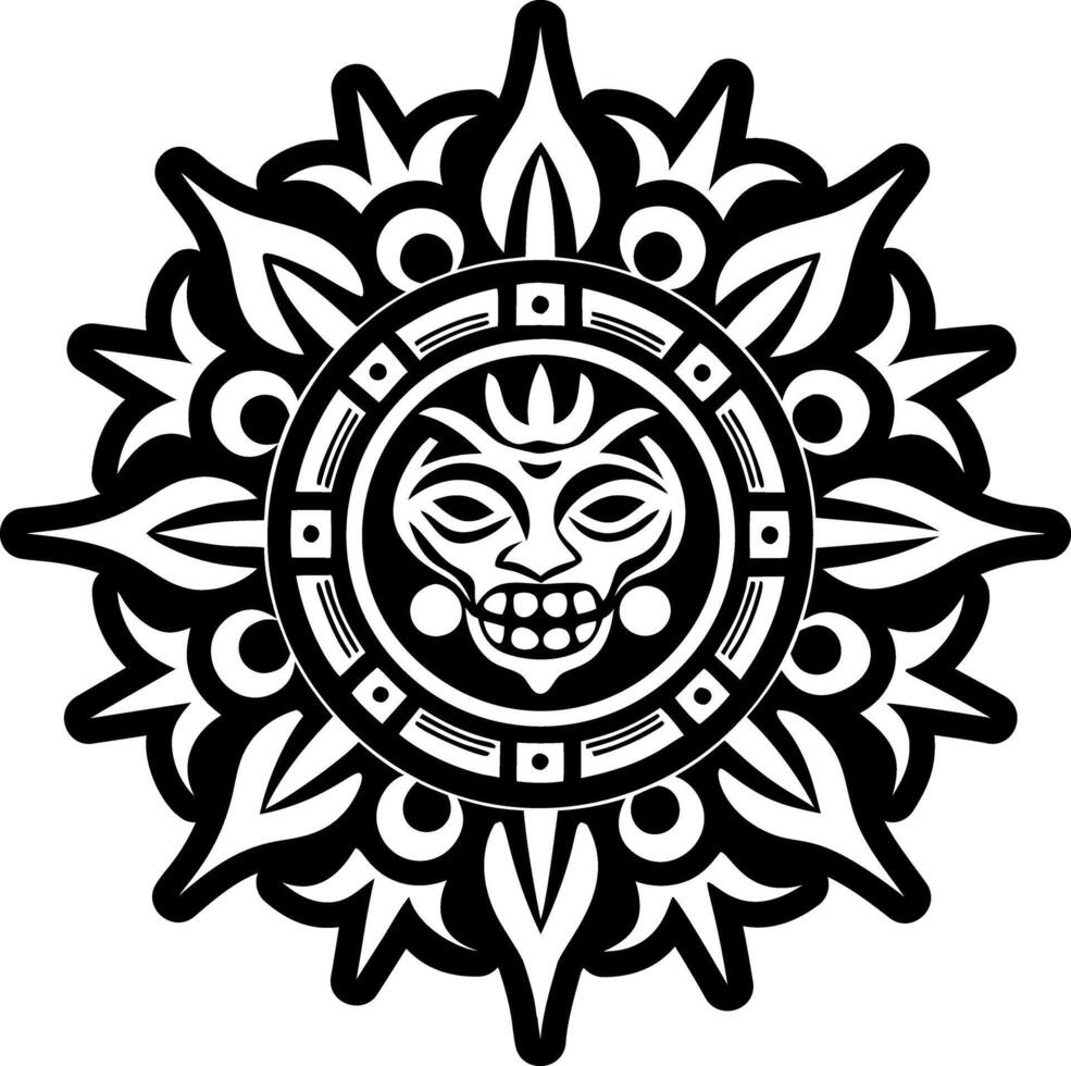 A glyph style icon of taino sun symbol vector