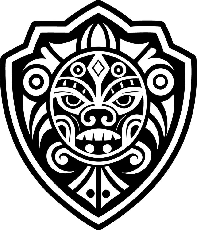 Filled style icon of a tribal protection shield vector