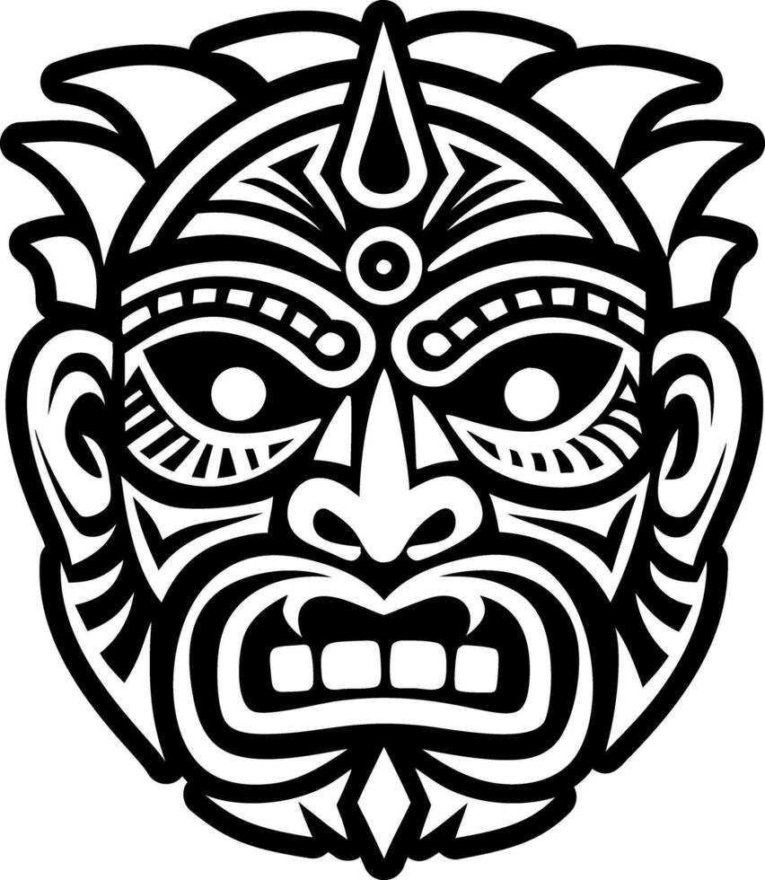 Tribal tiki mask, glyph style icon vector
