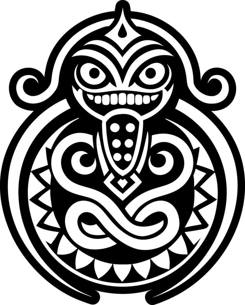 Serpent taino tattoo, glyph style icon vector