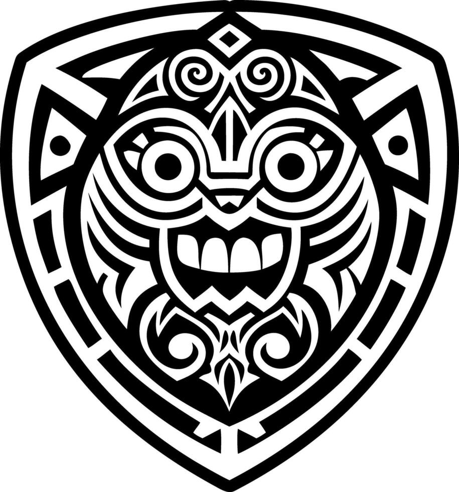 Shield taino symbol, glyph style icon vector