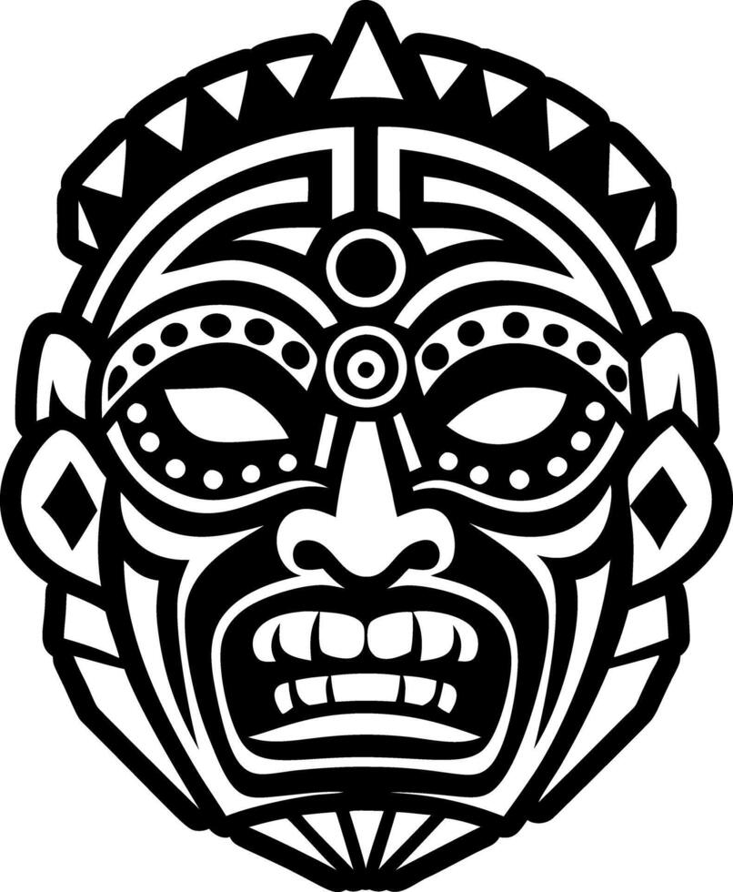 Tribal deity mask, solid style icon vector