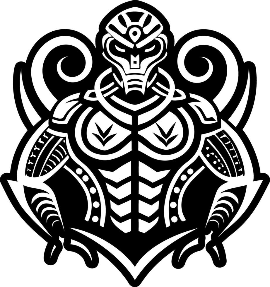 Character wearing taino armour, glyph style icon vector