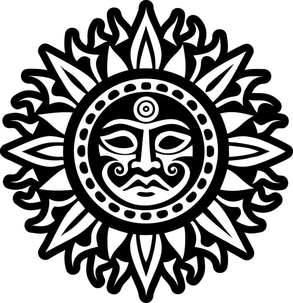 Taino sunrise motif, glyph icon vector