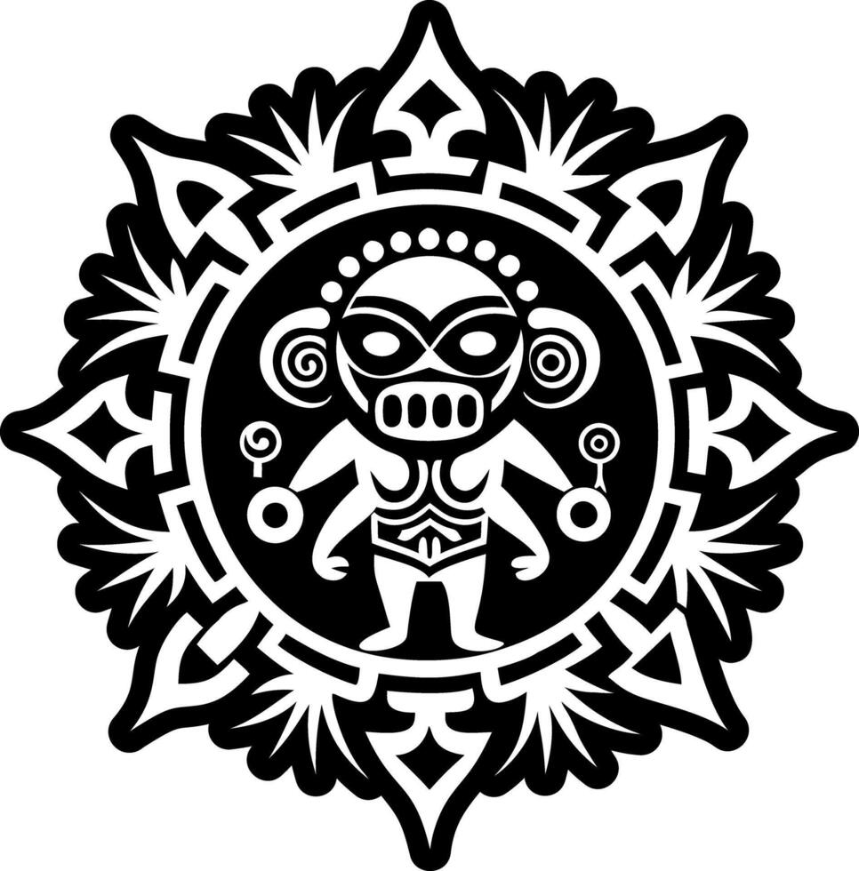 Solid style icon of a taino ritual symbol vector