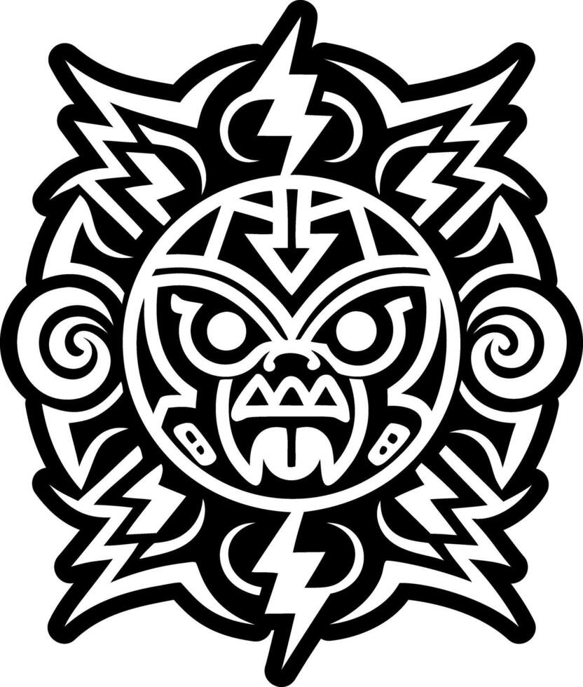 Taino pattern with a face inside, glyph style icon vector
