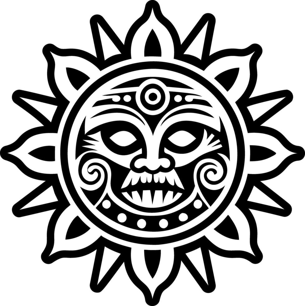 Filled tattoo icon of a taino solar god vector