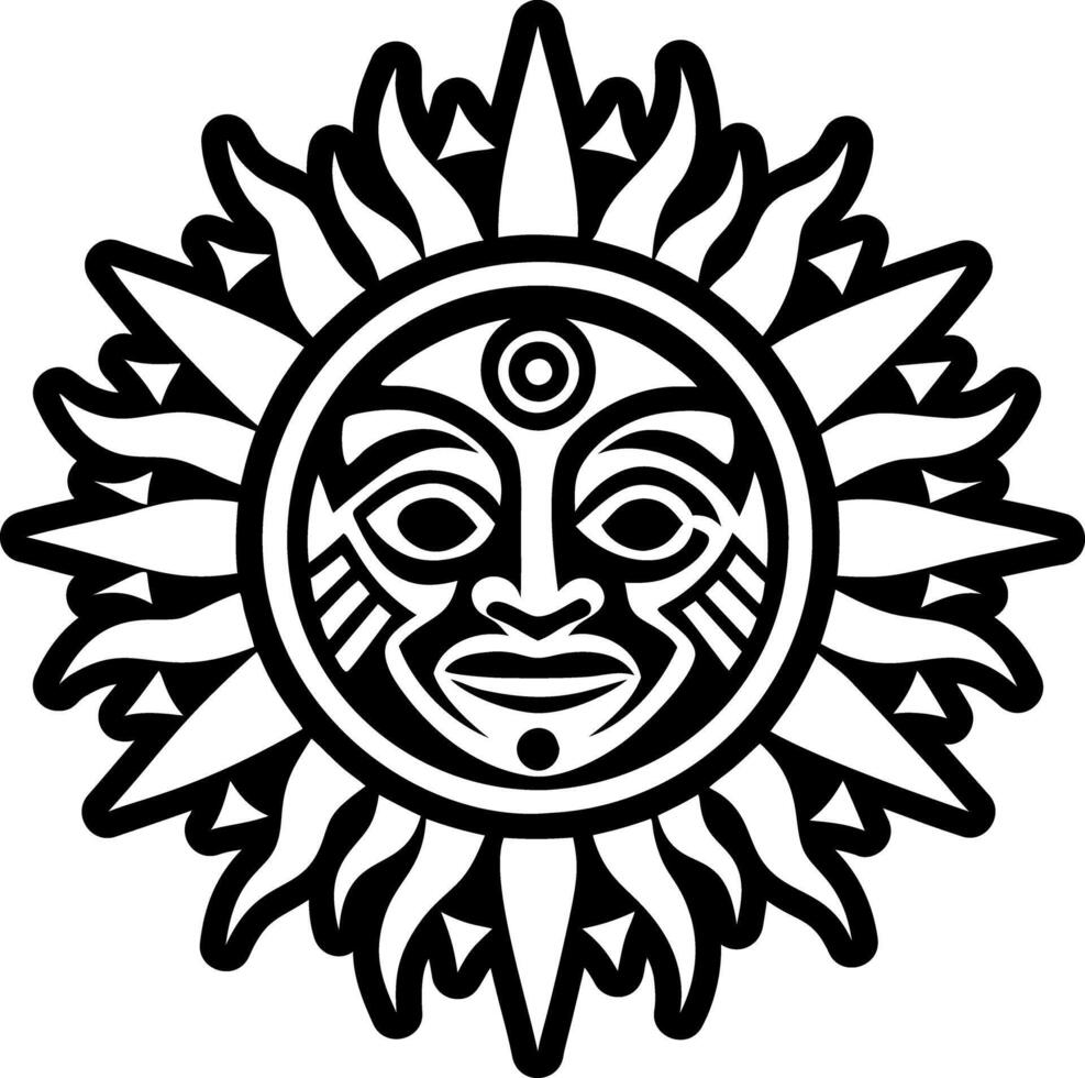 Solid style icon of a taino solar deity vector