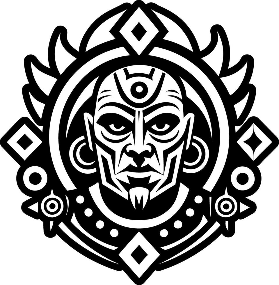 Taino spiritual elder, glyph portrait icon vector