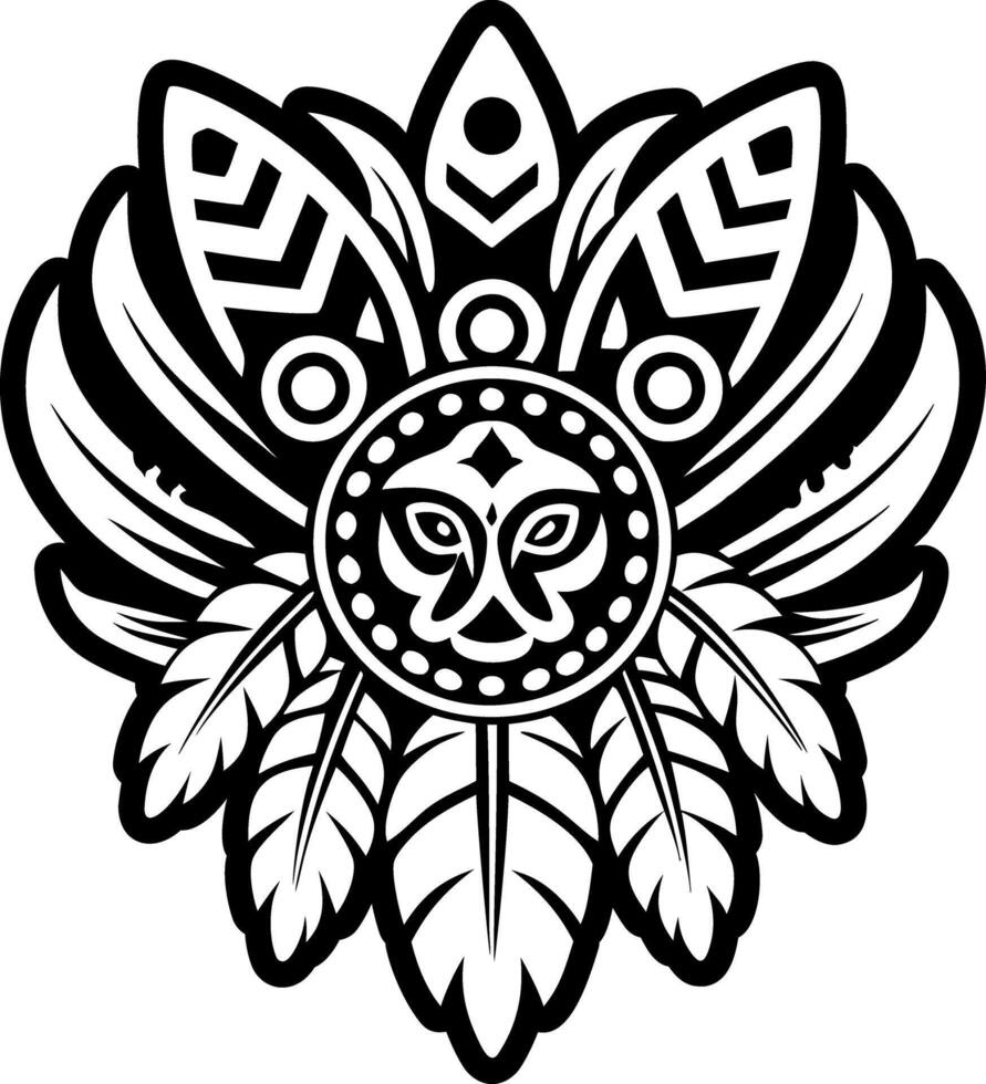 Taino feathers motif, glyph style icon vector