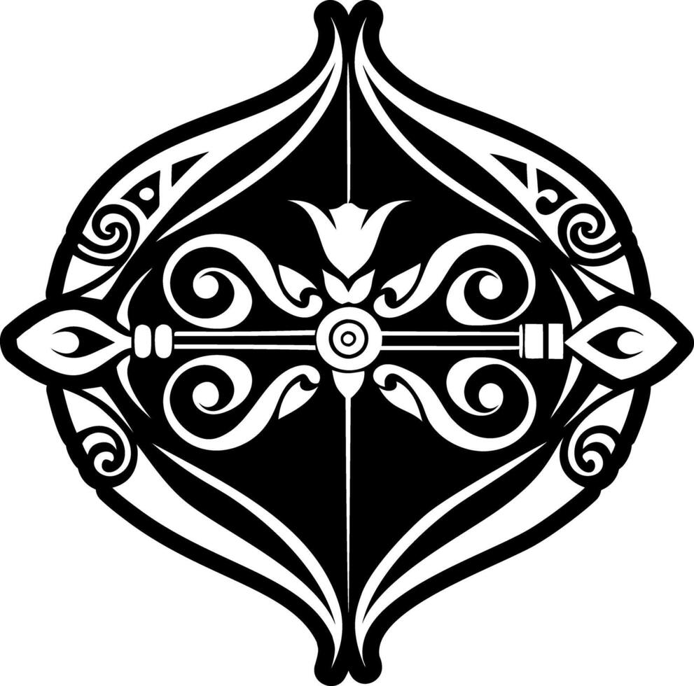Archery bow tattoo, glyph style icon vector