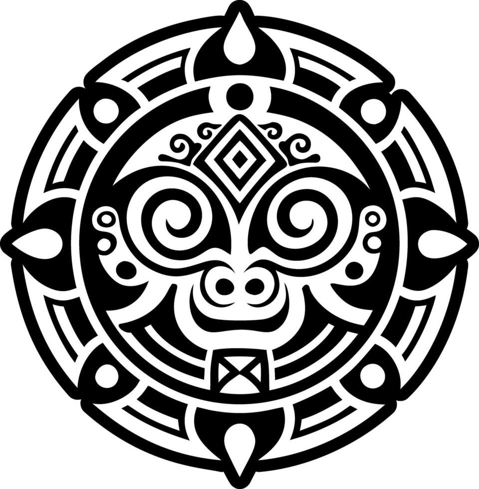 Taino deity symbol, glyph style icon vector