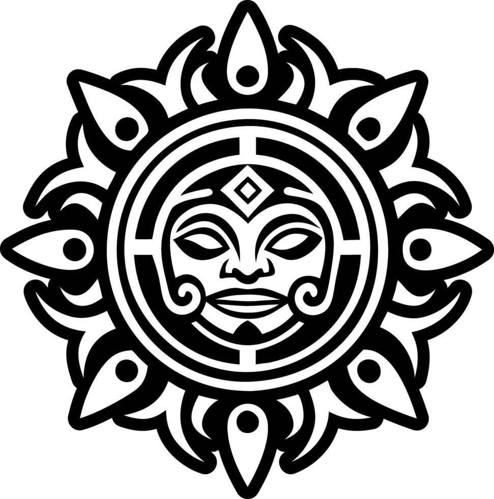 Tribal deity symbol, glyph style icon vector
