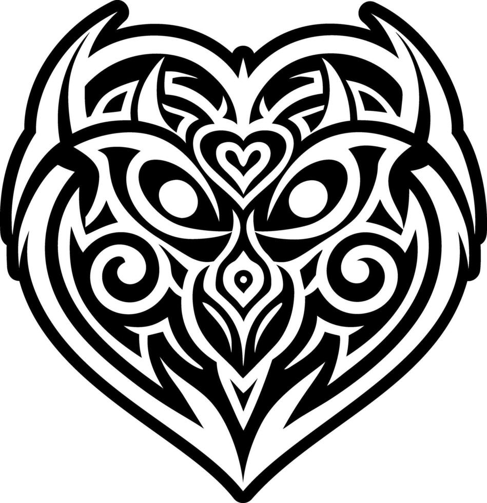 A glyph icon of tribal heart tattoo vector