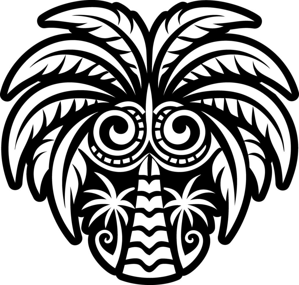Palm tree tattoo icon in glyph style vector
