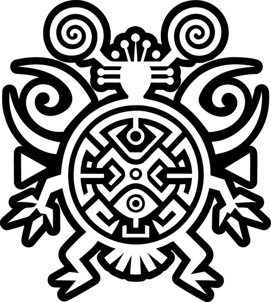 Taino petroglyph tattoo, glyph style icon vector
