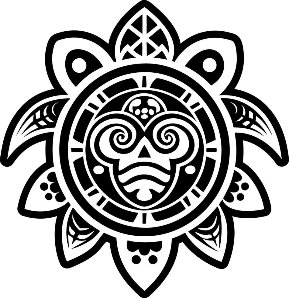 Solid style icon of a taino turtle tattoo vector