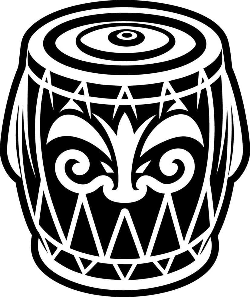 Taino tribal drum, solid style icon vector
